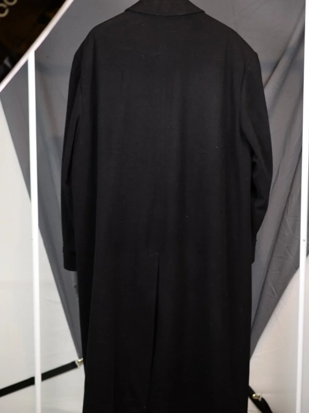 Chaps Mens Black Cashmere Blend Italian Fabric Double Breasted Overcoat 48R